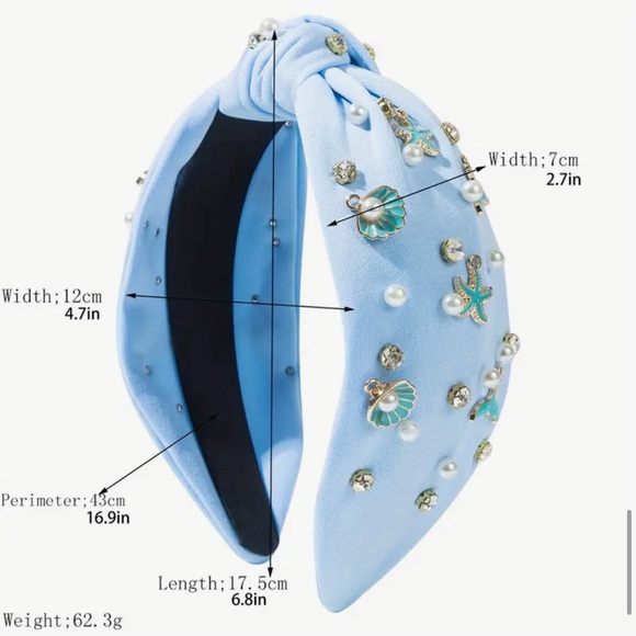 Sea Chic Embellished Blue Headband - Picture 2 of 2